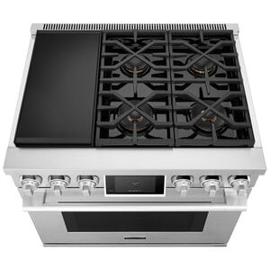 Signature Kitchen Suite 36 in. 6.3 cu. ft. Smart Standard Convection Steam Dual Fuel Range with 4 Sealed Burners - Stainless Steel, , hires