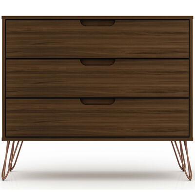 Manhattan Comfort Rockefeller Mid-Century Modern 3-Drawer Dresser - Brown | 103GMC5