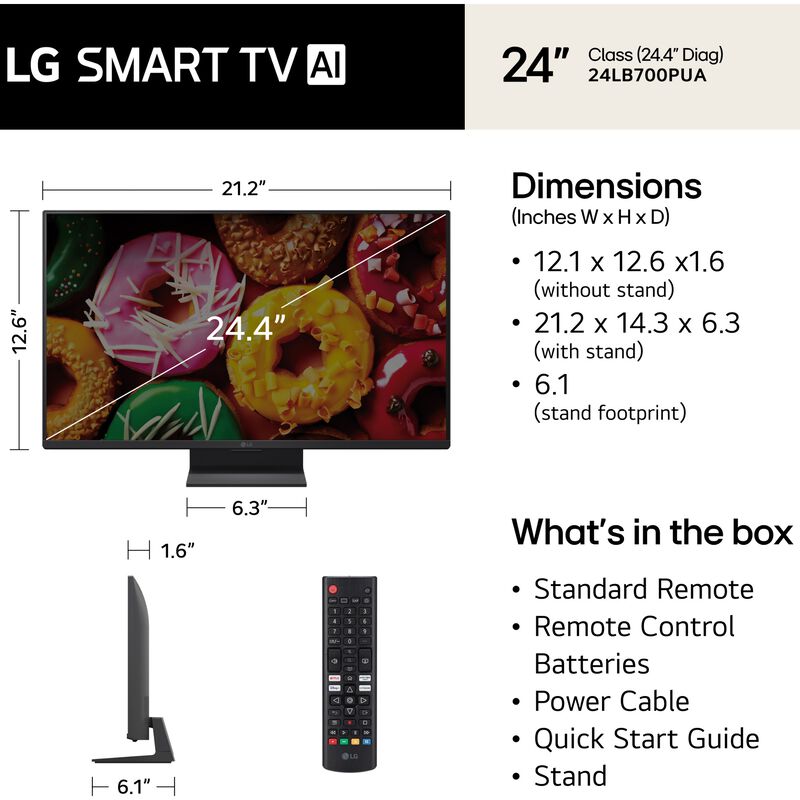 LG - 24" Class LB70 LED Full HD Smart webOS TV, , hires
