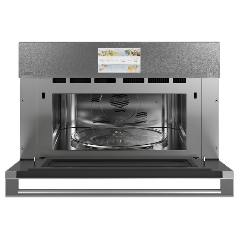 Cafe 30 in. 1.7 cu. ft. Smart Speed/ Steam Electric Single Wall Oven with True European Convection - Platinum Glass, Platinum Glass, hires
