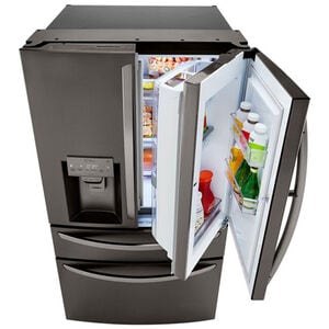 LG 36 in. 29.5 cu. ft. Smart 4-Door French Door Refrigerator with External Ice & Water Dispenser- Black Stainless Steel, Black Stainless, hires