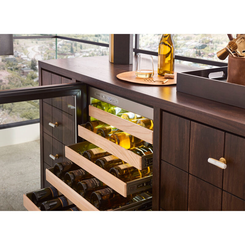 Monogram 24 in. Undercounter Wine Cooler with Wood Racks, Single Temperature Zone & 57 Bottle Capacity - Custom Panel Ready, , hires