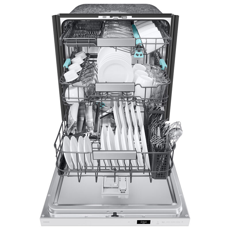 Samsung Bespoke 24 in. Top Control Smart Dishwasher with 38 dBA Sound Level, 3rd-Rack, Smart Dry with AutoRelease Door & Pocket Handle - White Glass, , hires