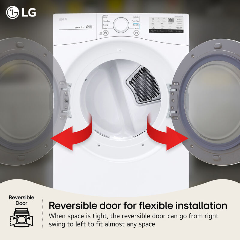 LG 27 in. 7.4 cu. ft. Stackable Gas Dryer with Sensor Dry Technology - White, , hires