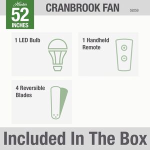 Hunter Cranbrook 52 in. Low Profile Ceiling Fan with LED Light Kit and Handheld Remote - Gloss Black, , hires