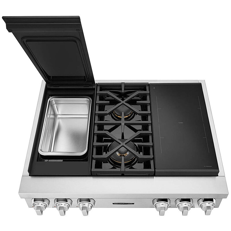 Signature Kitchen Suite 36 in. 4-Burner Smart Dual Fuel Natural Gas Rangetop with Simmer Burner & Power Burner - Stainless Steel, , hires