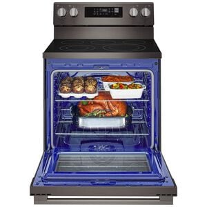 LG 30 in. 6.3 cu. ft. Smart Air-Fry True European Convection Electric Range with Radiant Burners - Black Stainless Steel, , hires