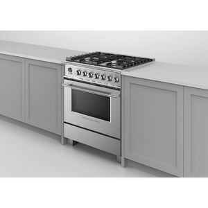 Fisher & Paykel Series 9 Classic 30 in. 3.5 cu. ft. True European Convection Dual Fuel Range with 4 Sealed Burners - Stainless Steel, , hires