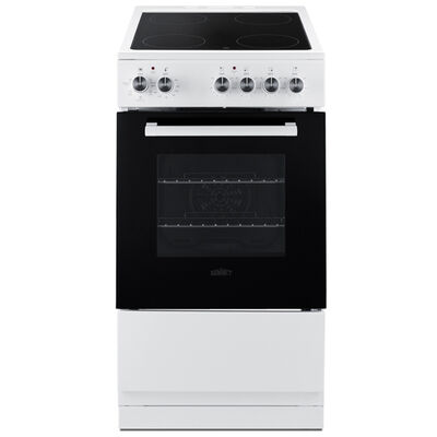 Summit 20 in. 1.8 cu. ft. Standard Convection Slide-In Electric Range with Smoothtop Burners - White | REXT20W