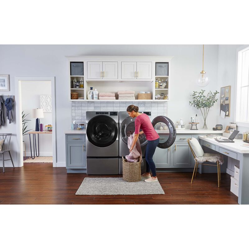Whirlpool 27 in. 5.0 cu. ft. Stackable Front Load Washer with Sanitize & Steam Wash Cycle - Chrome Shadow, Chrome Shadow, hires