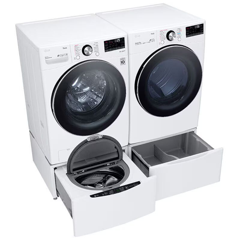 LG 27 in. 5.0 cu. ft. Smart Stackable Front Load Washer with TurboWash 360, Sanitize & Steam Wash Cycle - White, White, hires