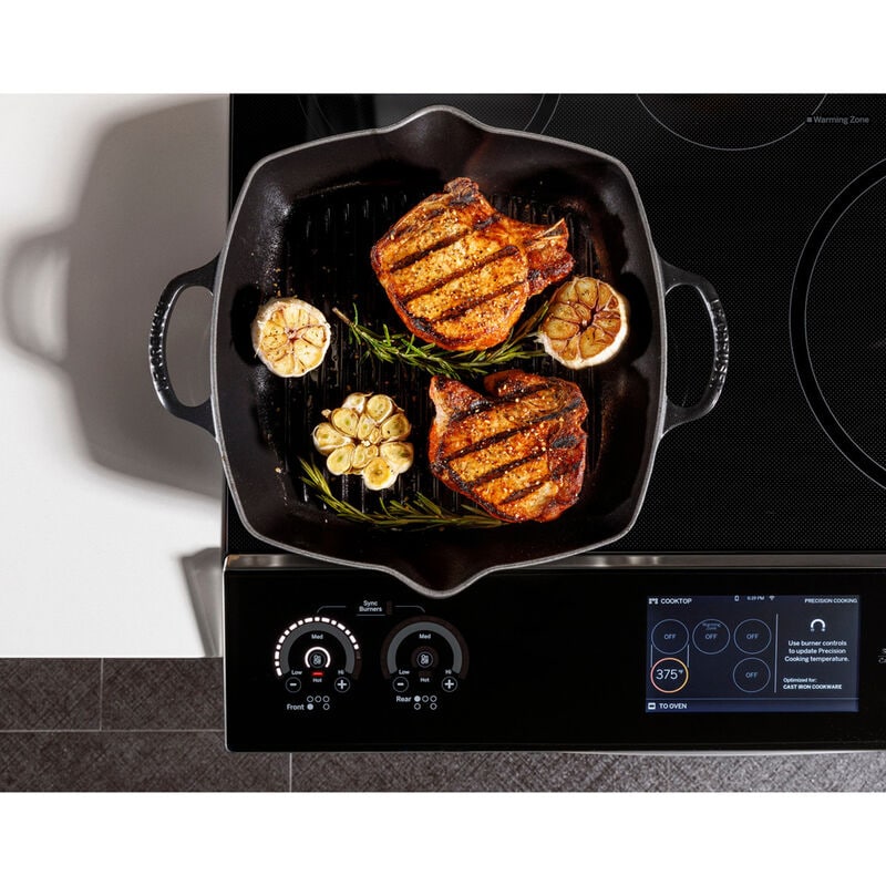 GE Profile 30 in. 5.3 cu. ft. Smart Air Fry True European Convection Slide-In Electric Range with 5 Induction Burners - Stainless Steel, , hires