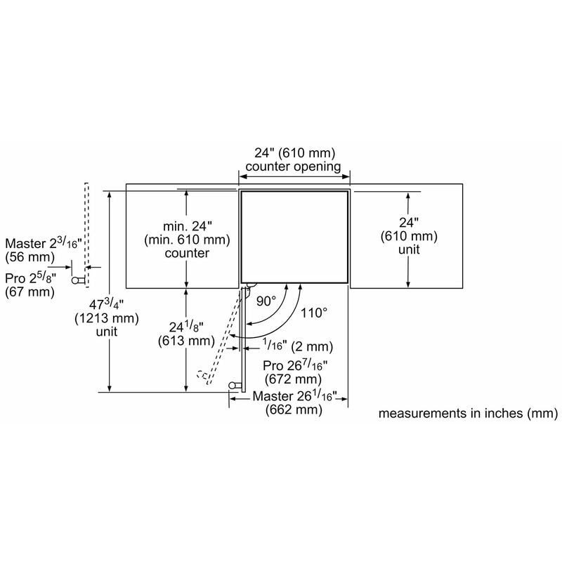 Thermador 24 in. 5.2 cu. ft. Left-Hinged Built-In Undercounter Refrigerator with Masterpiece handle - Stainless Steel, , hires