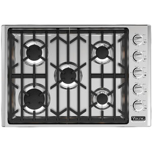 Viking 5 Series 30 in. 5-Burner LP Gas Cooktop with Simmer Burner & Power Burner - Stainless Steel, , hires