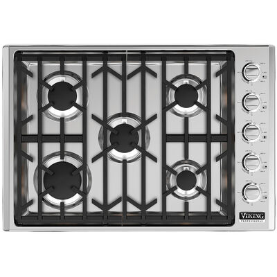 Viking 5 Series 30 in. 5-Burner LP Gas Cooktop with Simmer Burner & Power Burner - Stainless Steel | VGSU53015SSL