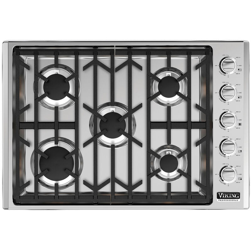 Viking 5 Series 30 in. 5-Burner LP Gas Cooktop with Simmer Burner & Power Burner - Stainless Steel, , hires