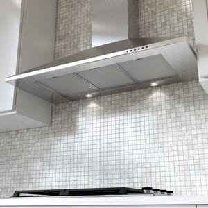 XO 30 in. Convertible Chimney Style Range Hood with 600 CFM, 3 Fan Speeds & 2 LED Lights - Stainless Steel, Stainless Steel, hires