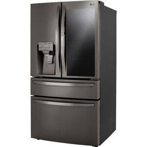 LG 36 in. 22.5 cu. ft. Smart Counter Depth 4-Door French Door Refrigerator with External Ice & Water Dispenser- Black Stainless Steel, Black Stainless Steel, hires
