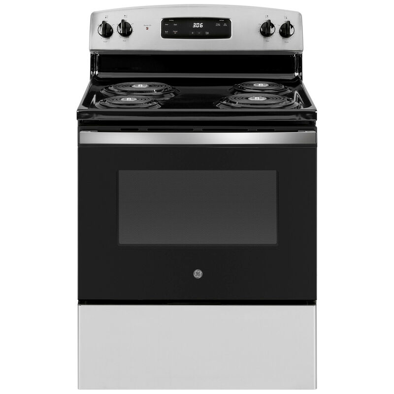 GE 30 in. 5.0 cu. ft. Oven Freestanding Electric Range with 4 Coil Burners  - Stainless Steel