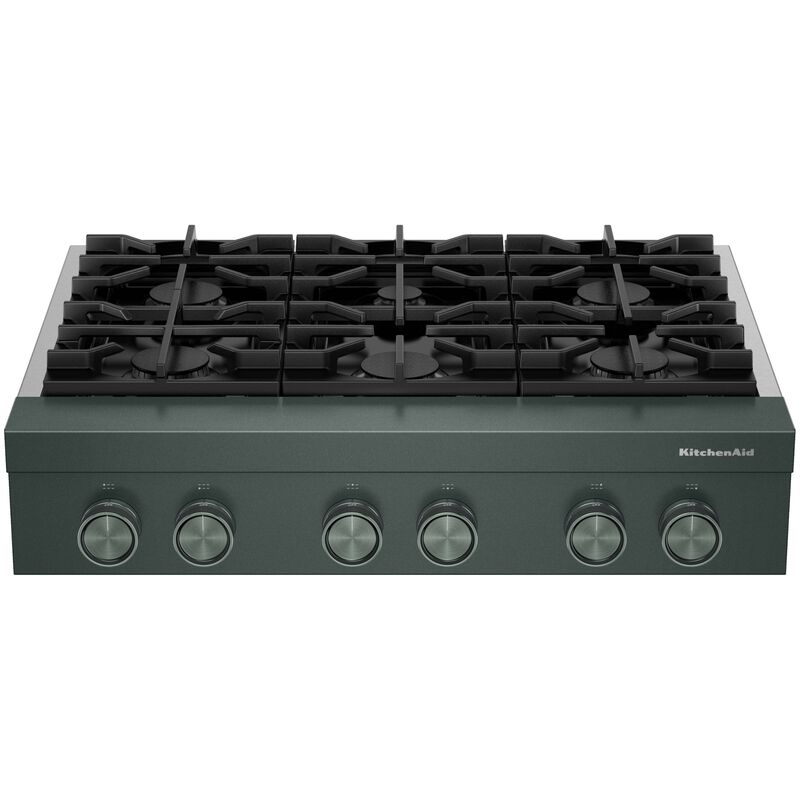 KitchenAid Commercial-Style 36 in. 6-Burner Natural Gas Rangetop with Simmer Burner & Power Burner - Juniper, , hires