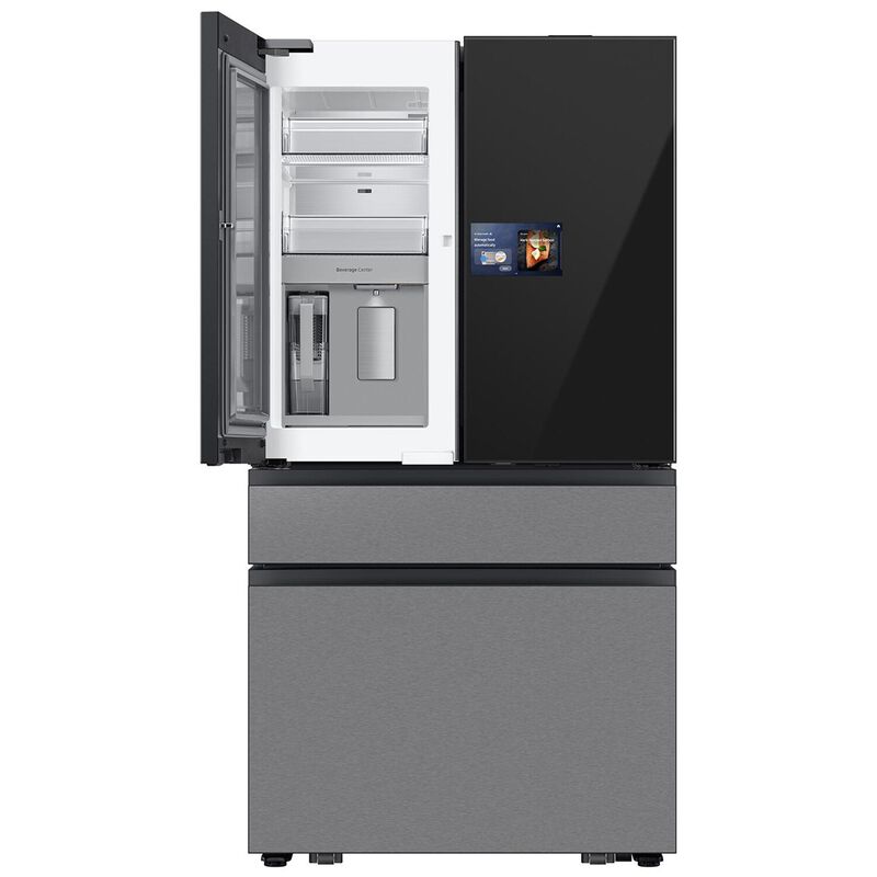 Samsung Bespoke 36 in. 28.6 cu. ft. Smart 4-Door French Door Refrigerator with AI Home, Beverage Center & Internal Water Autofill Pitcher - Charcoal Glass & Stainless Steel, , hires