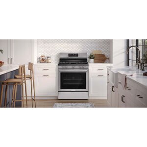 Frigidaire Gallery 30 in. 5.1 cu. ft. Air Fry Standard Convection Steam Gas Range with 5 Sealed Burners & Griddle - Stainless Steel, , hires