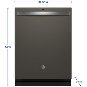 GE 24 in. Top Control Flush-Mount Dishwasher with 45 dBa Sound Level, 3rd-Rack & Dry Boost - Slate, Slate, hires