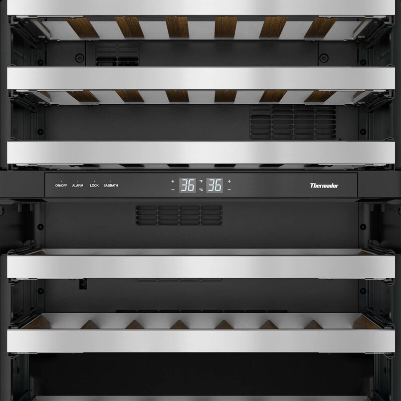 Thermador Freedom Collection 24 in. Undercounter Wine Cooler with Wood Racks, Dual Temperature Zones & 41 Bottle Capacity - Custom Panel Ready, , hires