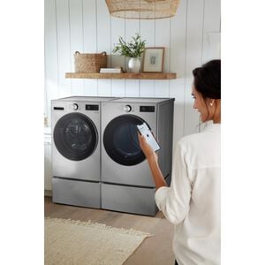 LG 27 in. 5.0 cu. ft. Smart Stackable Front Load Washer with TurboWash 360, AI DD Built-In Intelligence, Sanitize & Steam Cycle - Graphite Steel, , hires