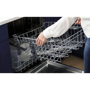 GE 24 in. Front Control Flush-Mount Dishwasher with 52 dBa Sound Level, Dry Boost & Pocket Handle - Stainless Steel, Stainless Steel, hires