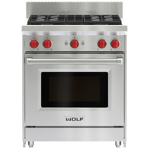 Wolf 30 in. 4.4 cu. ft. Standard Convection Gas Range with 4 Sealed Burners - Stainless Steel, , hires