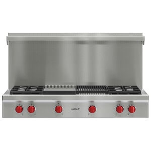 Wolf 48 in. 4-Burner LP Gas Rangetop with Griddle, Grill & Power Burner - Stainless Steel, , hires