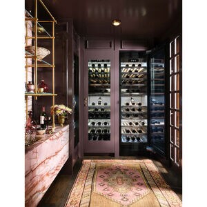 Signature Kitchen Suite Instaview 18 in. Built-in Smart Wine Cooler with Metal & Wood Racks, Dual Temperature Zones & 71 Bottle Capacity - Custom Panel Ready, , hires