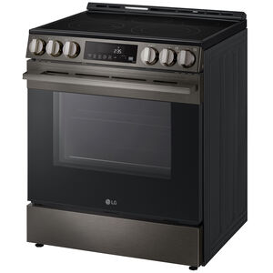LG 30 in. 6.3 cu. ft. Smart Air-Fry Standard Convection Slide-In Electric Range with Radiant Burners - Black Stainless Steel, , hires