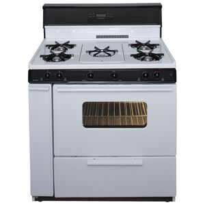 Premier 36 in. 3.9 cu. ft. Oven Freestanding Gas Range with 5 Open Burners - White, , hires