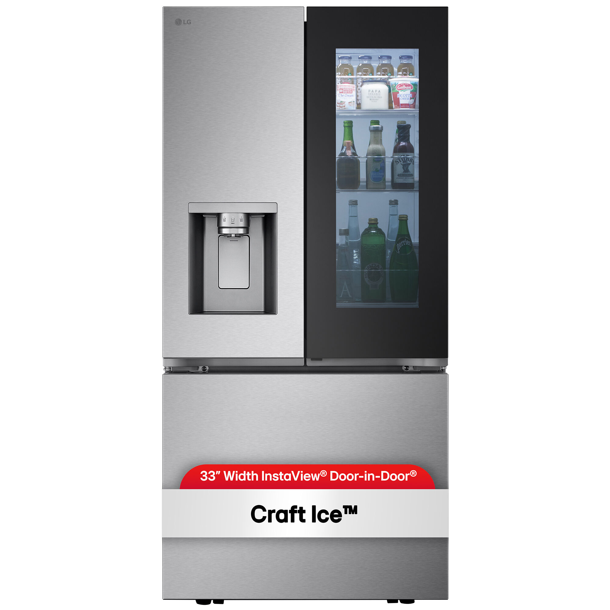 LG 33 in. 24.5 cu. ft. Smart French Door Refrigerator with Ice