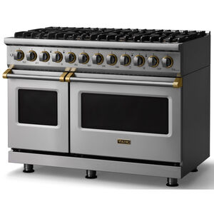 Viking 5 Series 48 in. 7.3 cu. ft. True European Convection Double Oven Dual Fuel Range with 8 Sealed Burners - Stainless Steel, , hires