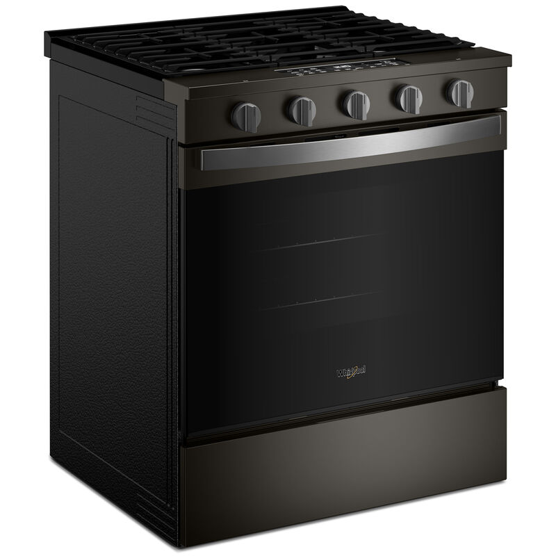 Whirlpool 30 in. 5.0 cu. ft. Smart Air-Fry Standard Convection Slide-In Gas Range with 5 Sealed Burners - Black Stainless, , hires