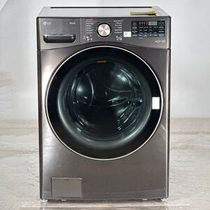 LG 27 in. 4.5 cu. ft. Smart Stackable Front Load Washer with Sanitize & Steam Wash Cycle - Black Steel (Open Box Good Condition), , hires