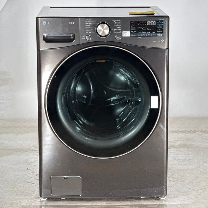 LG 27 in. 4.5 cu. ft. Smart Stackable Front Load Washer with Sanitize & Steam Wash Cycle - Black Steel (Open Box Good Condition), , hires