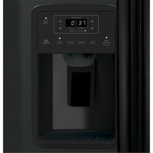 GE 33 in. 23.0 cu. ft. Energy Star Side-by-Side Refrigerator with External Ice & Water Dispenser - Black, Black, hires