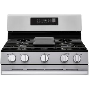 LG 30 in. 6.3 cu. ft. Smart Air Fry True European Convection Gas Range with 5 Sealed Burners & Griddle - Stainless Steel, , hires