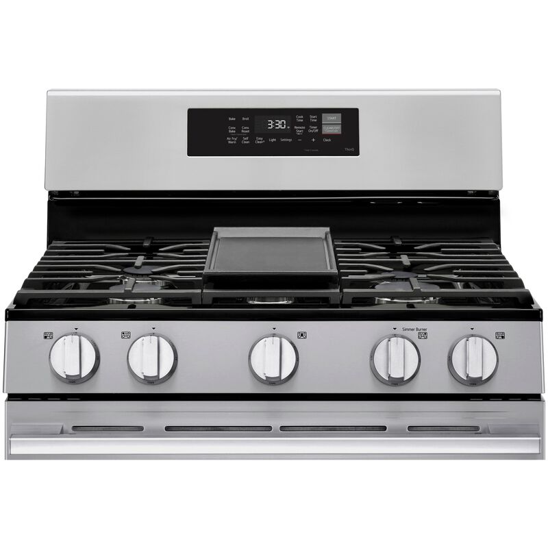 LG 30 in. 6.3 cu. ft. Smart Air Fry True European Convection Gas Range with 5 Sealed Burners & Griddle - Stainless Steel, , hires