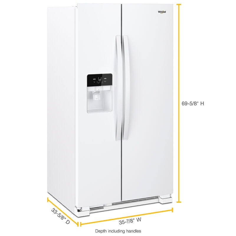 Whirlpool 36 in. 24.5 cu. ft. Side by Side Refrigerator with Ice & Water Dispenser - White, White, hires