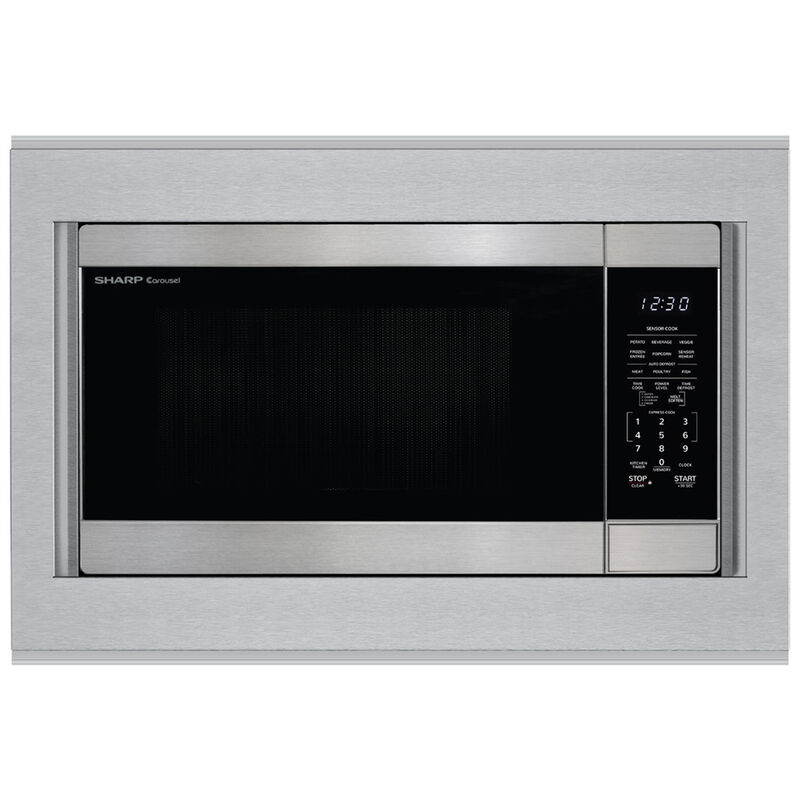 Sharp 27 in. Built-in Trim Kit for Microwaves - Stainless Steel, , hires