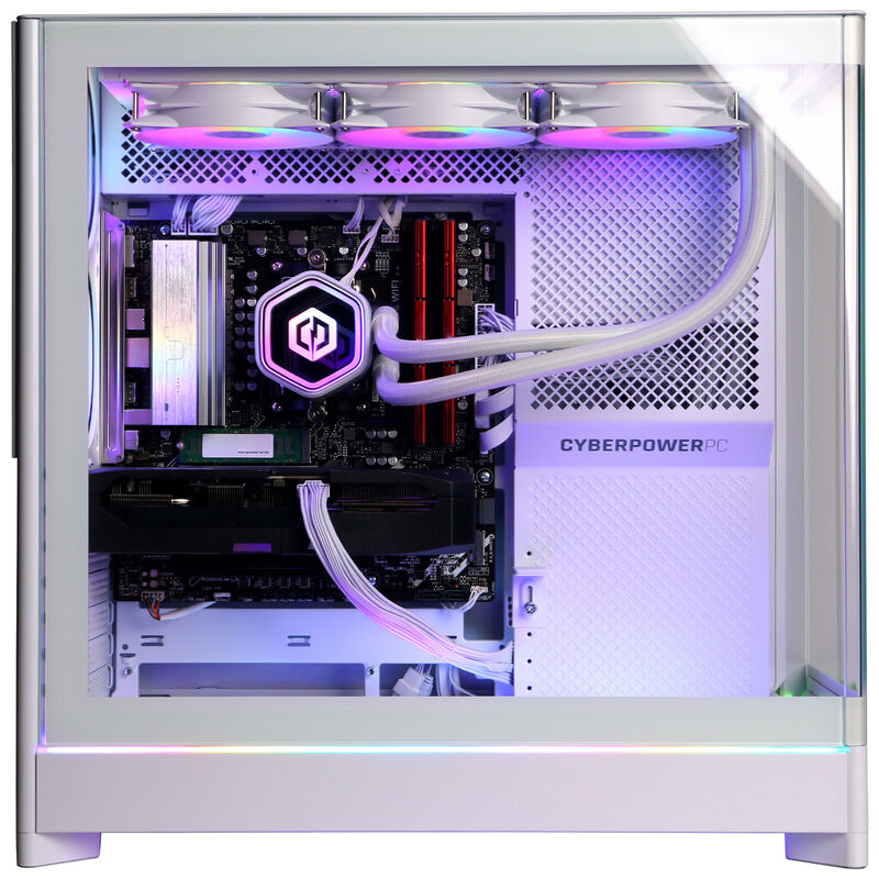 CyberPowerPC Gamer Supreme Desktop with AMD Ryzen 7 9850X 3D, 4.7GHz 8-Core CPU, NVIDIA GeForce RTX 5070, 12GB VRAM GPU, 32 GB RAM, 1 TB SSD & Windows 11 Home - White, , hires