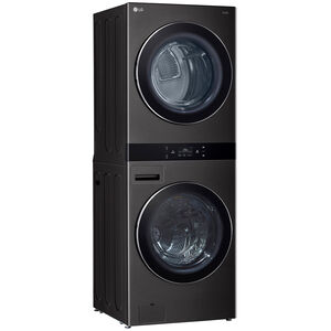 LG 27 in. 5.0 cu. ft. Smart Electric Front Load WashTower with AI Sensor Dry, TurboSteam, Allergiene Cycle, ezDispense, AI DD 2.0 Advanced Washing, Sensor Dry, Sanitize & Steam Cycle - Black Steel, , hires