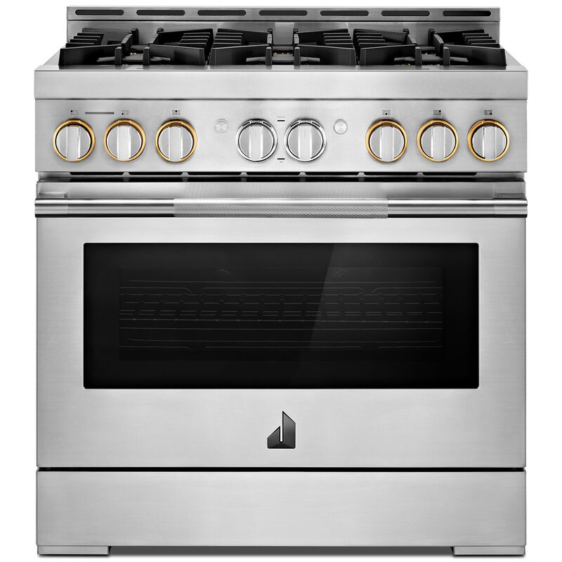 JennAir Rise Series 36 in. 5.1 cu. ft. Smart True European Convection Gas Range with 6 Sealed Burners - Stainless Steel, , hires