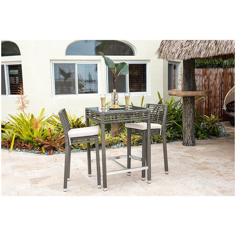 Panama Jack Panama Jack Graphite 3-Piece Pub Set with Cushions - Gray, , hires