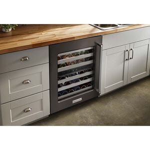 KitchenAid 24 in. Undercounter Wine Cooler with Metal Racks, Dual Temperature Zones & 46 Bottle Capacity - Black Stainless Steel, Black Stainless, hires